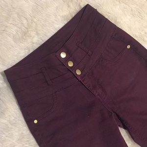 High Waisted Maroon Jeans